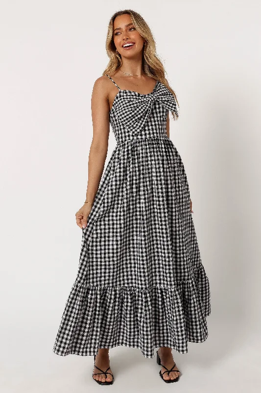 Hailee Maxi Dress - Black Gingham