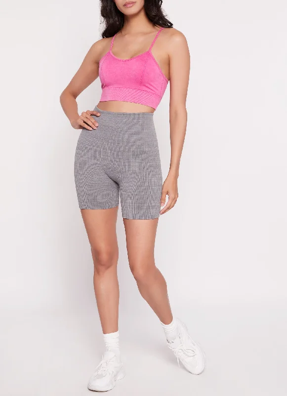 Ribbed Knit High Waist Bike Shorts