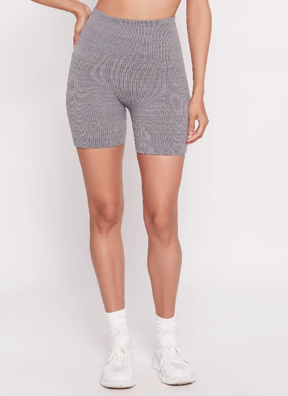 Ribbed Knit High Waist Bike Shorts