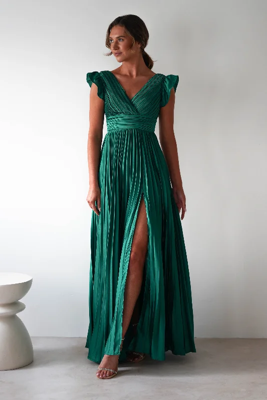 Katarina Pleated Maxi Dress | Green