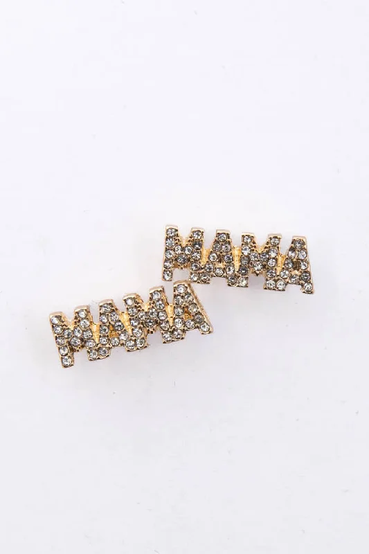 Mama Era Gold Rhinestone Embellished MAMA Earrings FINAL SALE