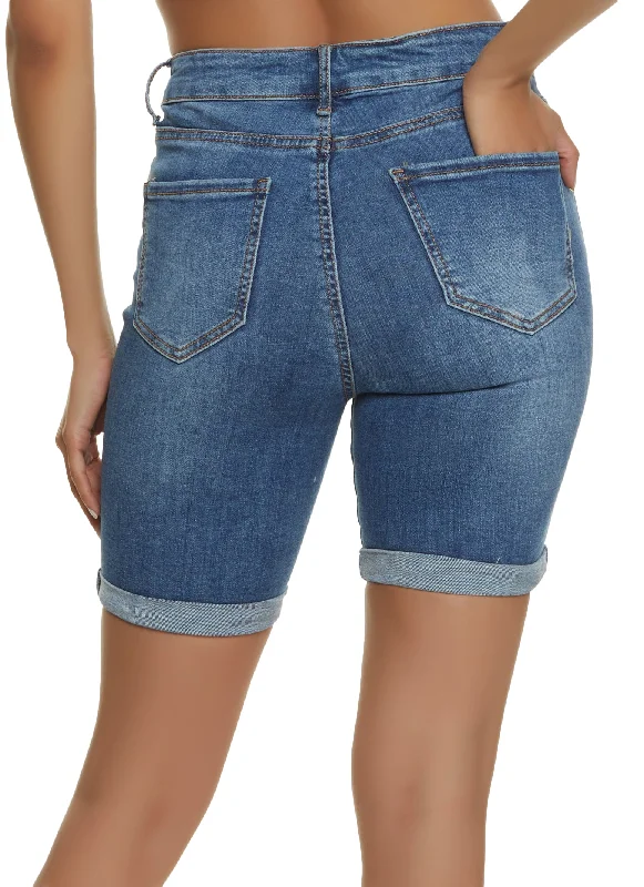 WAX Rolled Cuff Bermuda Denim Shorts