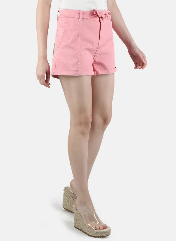 Women Pink Plain Short