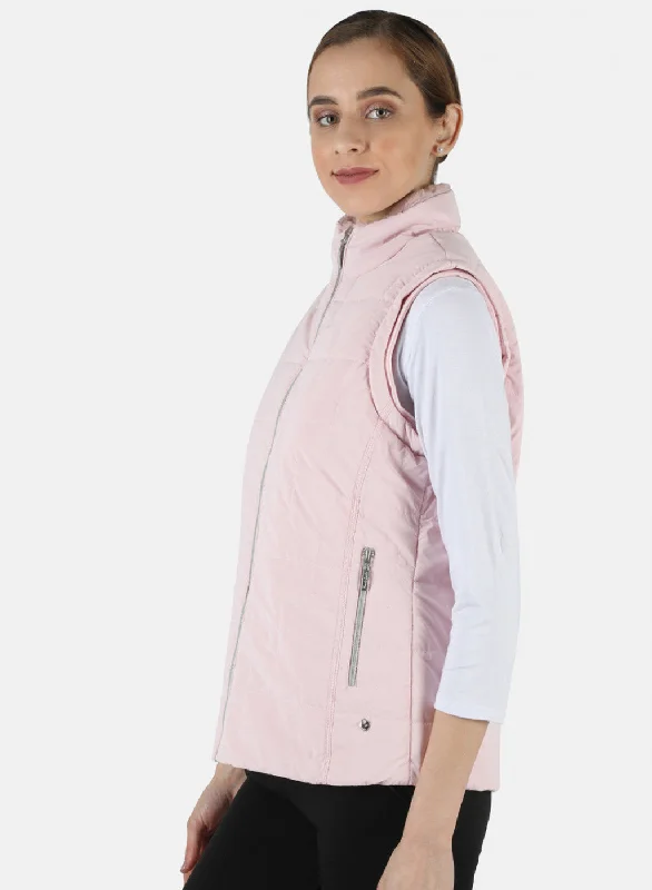 Women Pink Solid Jacket