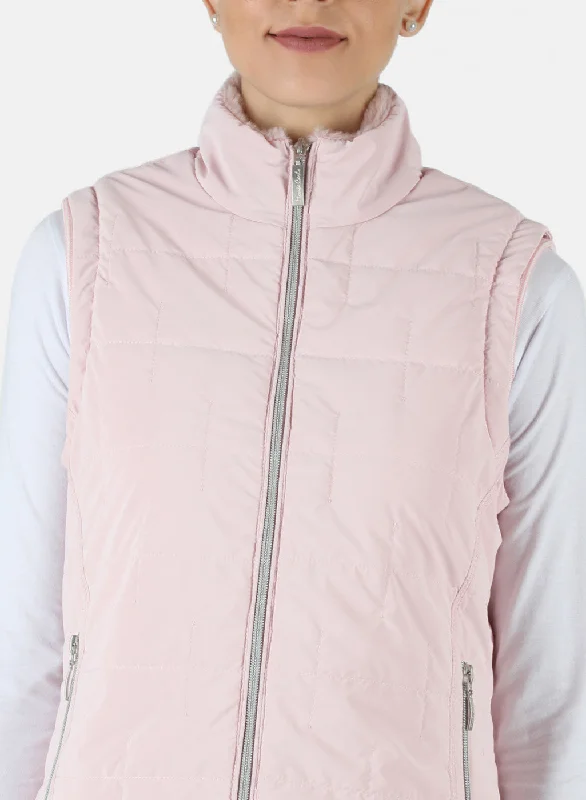 Women Pink Solid Jacket