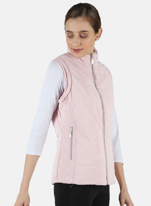 Women Pink Solid Jacket