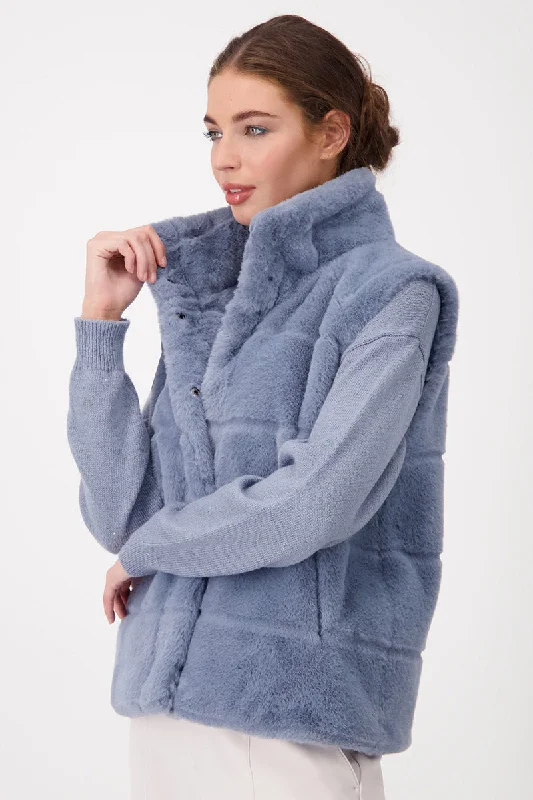 Waistcoat Faux Fur 807430MNR in Smokey Blue by Monari