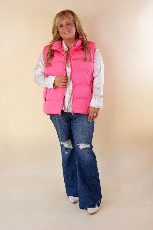 Whispering Pines Puffer Vest in Pink