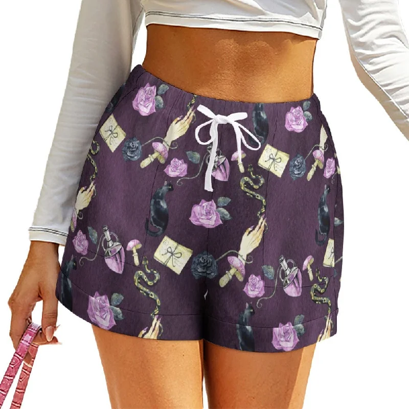 Women'sPuprle Gothic High Waist Loose Elastic Waist Shorts