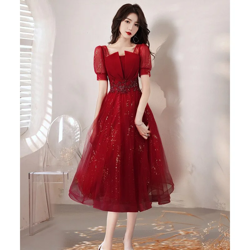 FashionSierra - Gorgeous Burgundy Ball Gowns