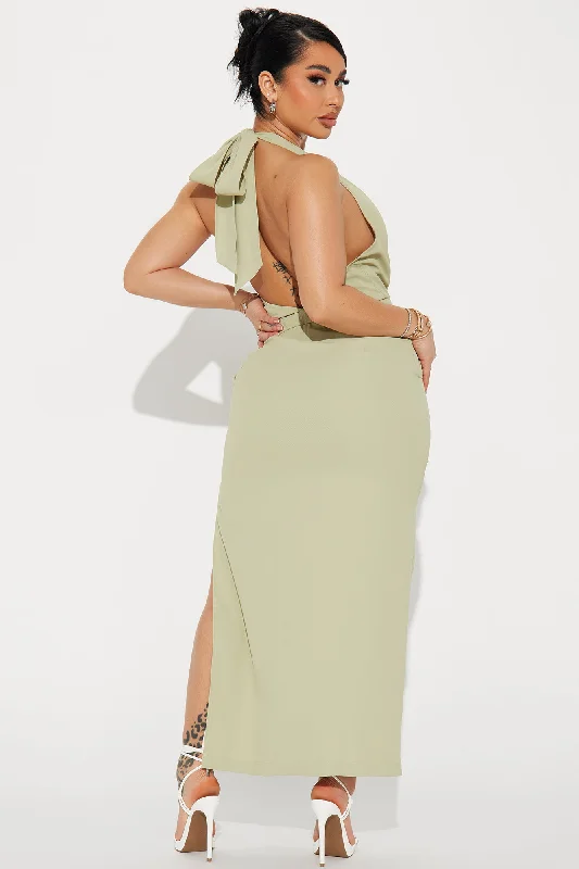 Adalee Twill Maxi Dress - Sage