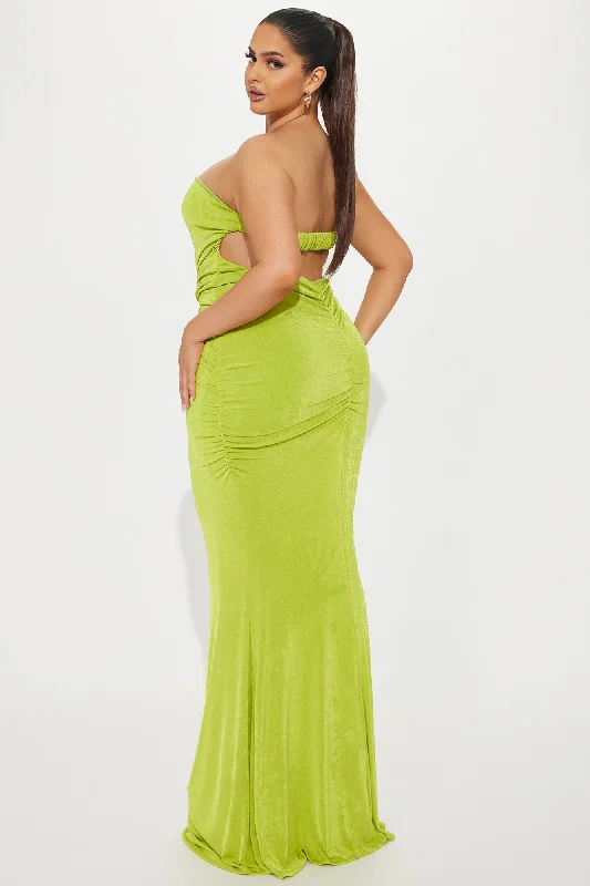 Aleyna Slinky Maxi Dress - Lime