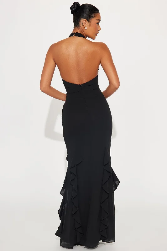 Anna Ruffle Maxi Dress - Black