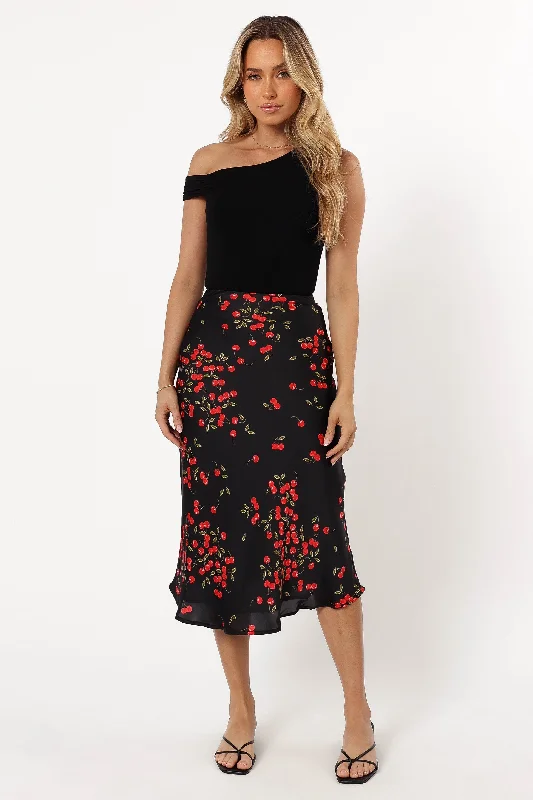 Annia Midi Skirt - Cherry