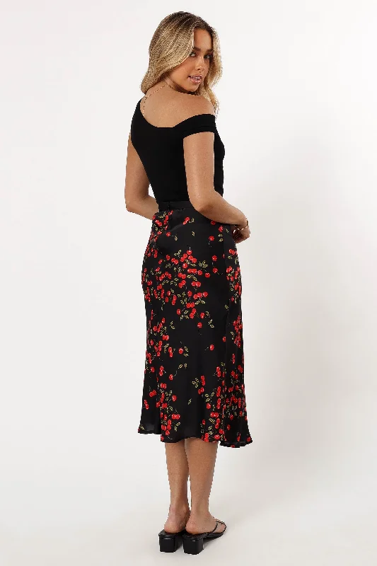 Annia Midi Skirt - Cherry