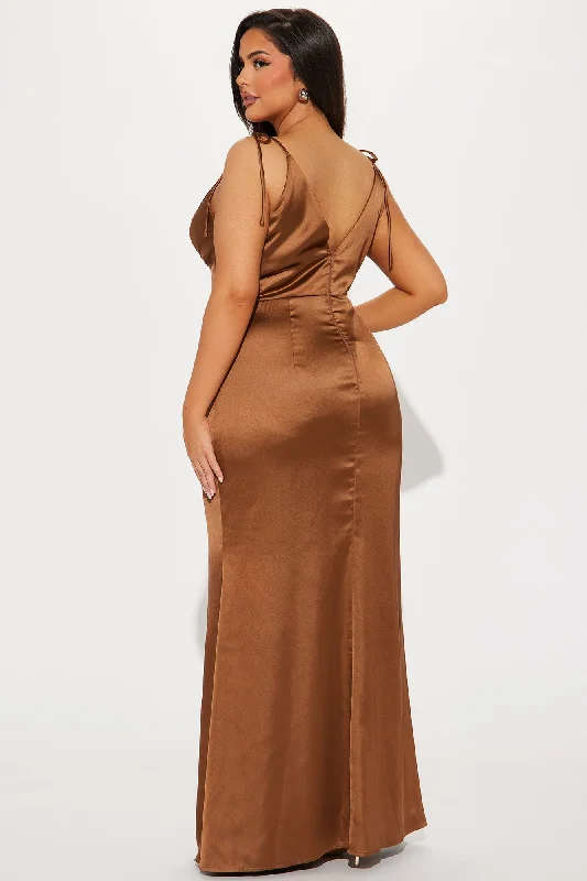 Bernadette Satin Gown - Chocolate