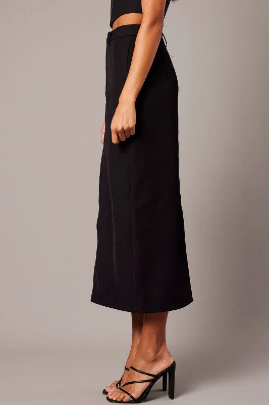 Black Tailored Maxi Skirt High Rise