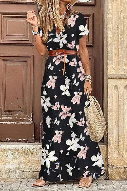 Boho Style Sleeveless Print Maxi Dress