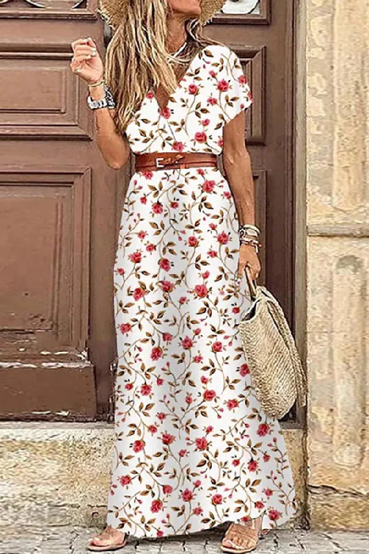 Boho Style Sleeveless Print Maxi Dress