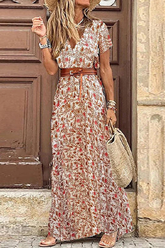 Boho Style Sleeveless Print Maxi Dress