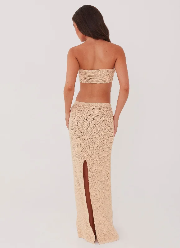 Emaline Knit Maxi Skirt - Beige