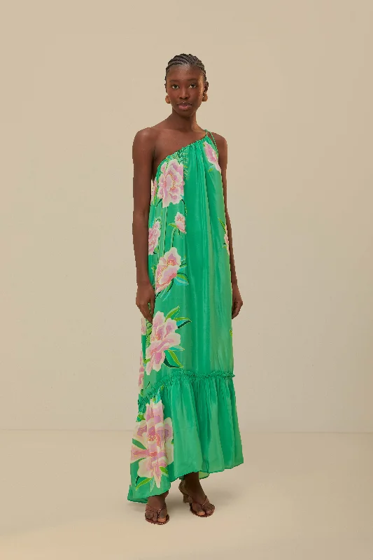 Green Floral Vibing Maxi Dress