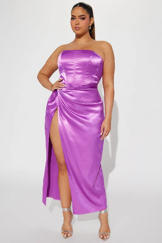 Flourish Satin Maxi Dress - Purple