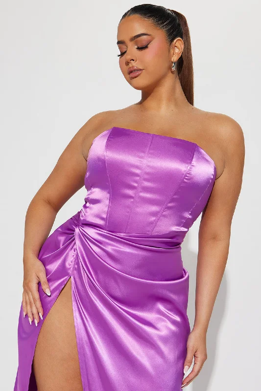 Flourish Satin Maxi Dress - Purple