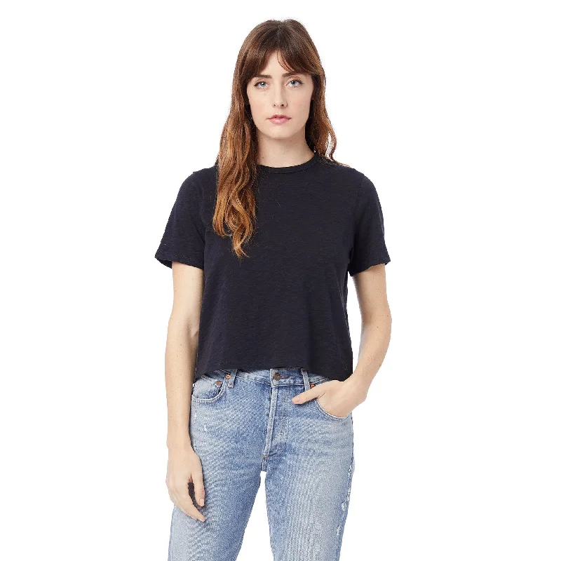 Hayes Organic Slub Cropped T-Shirt (Black)