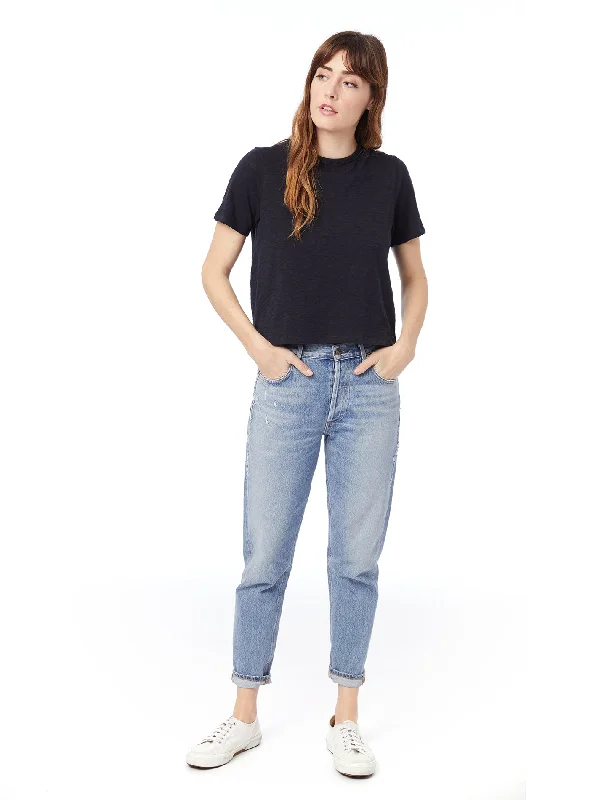 Hayes Organic Slub Cropped T-Shirt (Black)