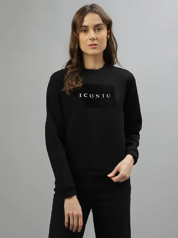 Iconic Women Solid Round Neck Full Sleeves Sweatshirt