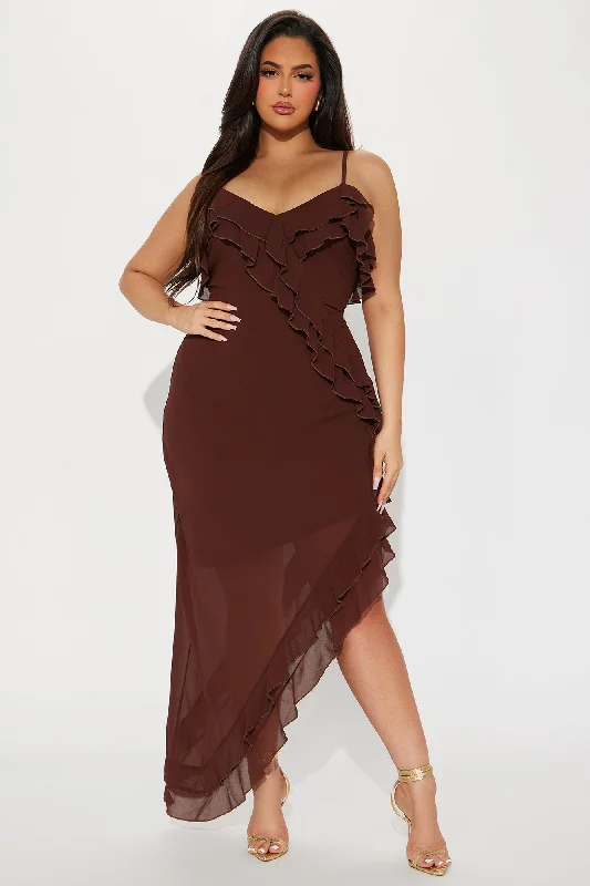 Kristi Ruffle Maxi Dress - Chocolate