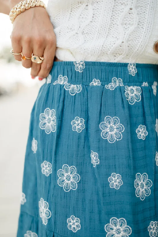 Let's Stick Together Teal Floral Maxi Skirt