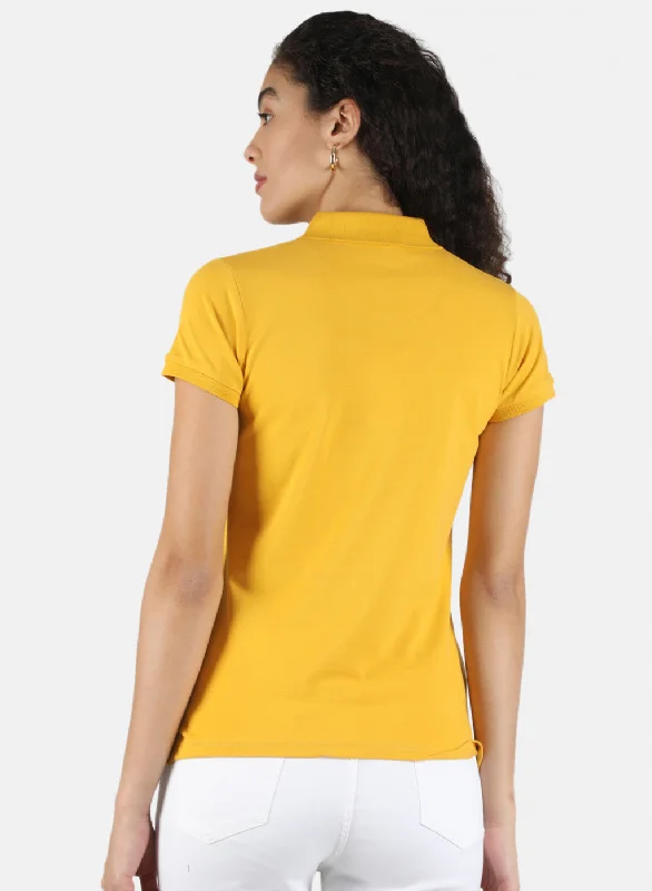 Women Mustard Plain T-Shirt