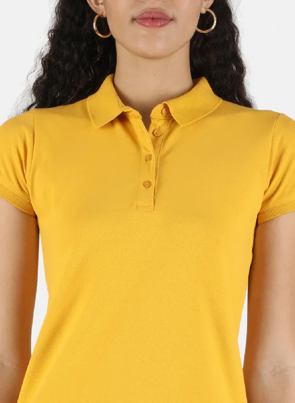 Women Mustard Plain T-Shirt