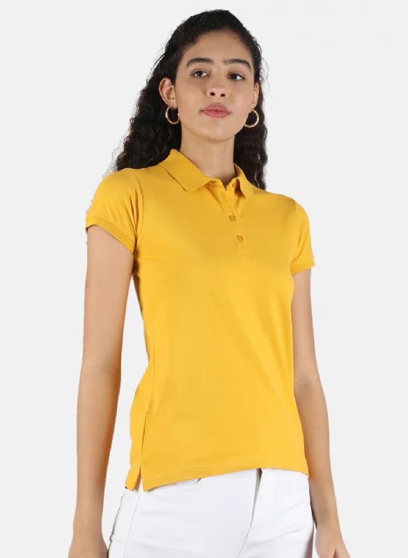 Women Mustard Plain T-Shirt