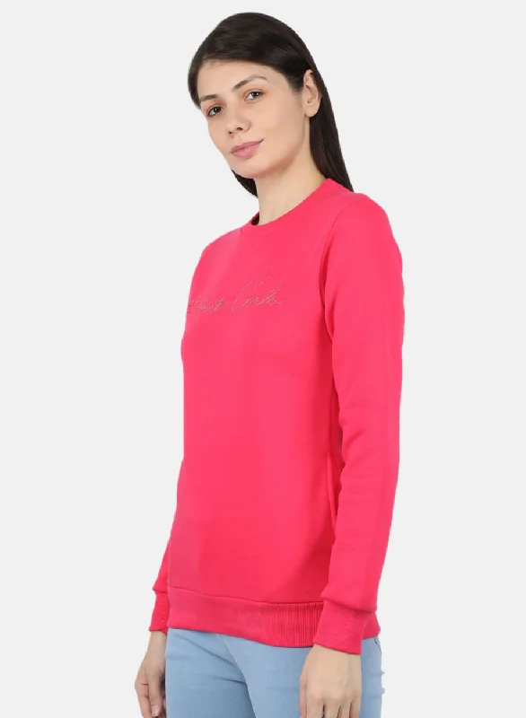 Women Pink Embroidered Sweatshirt