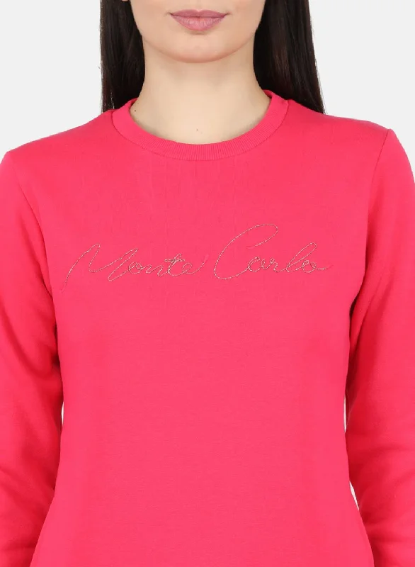 Women Pink Embroidered Sweatshirt