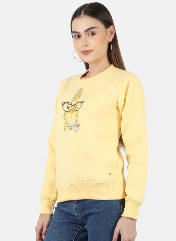 Women Yellow Printed Sweatshirt