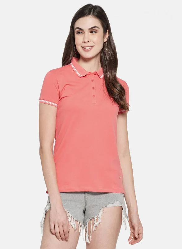 Womens Peach Plain T-Shirt