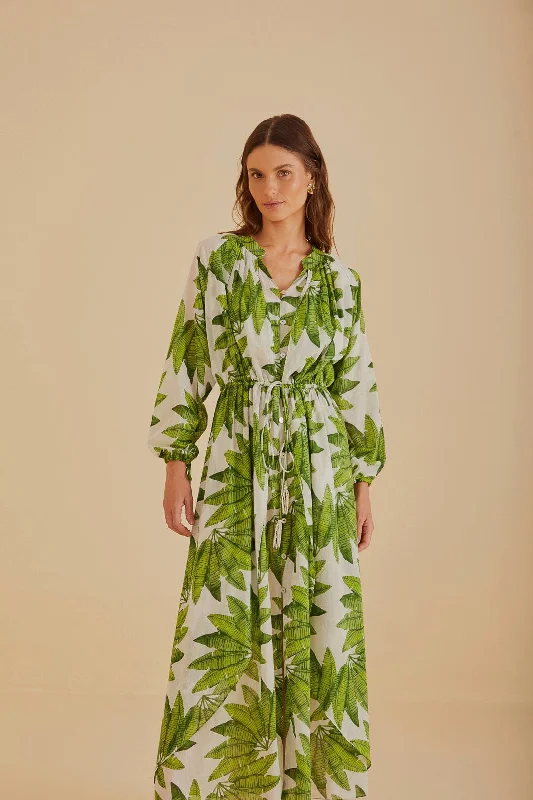 Off-White Palm Fan Maxi Dress