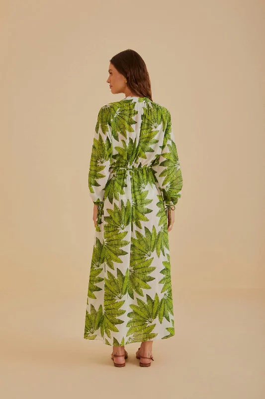 Off-White Palm Fan Maxi Dress