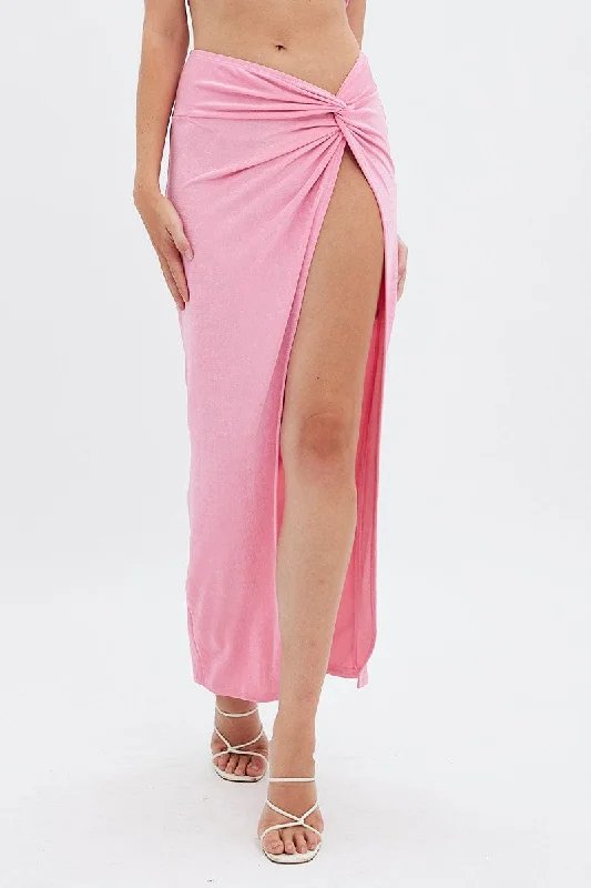 Pink Twist Maxi Skirt