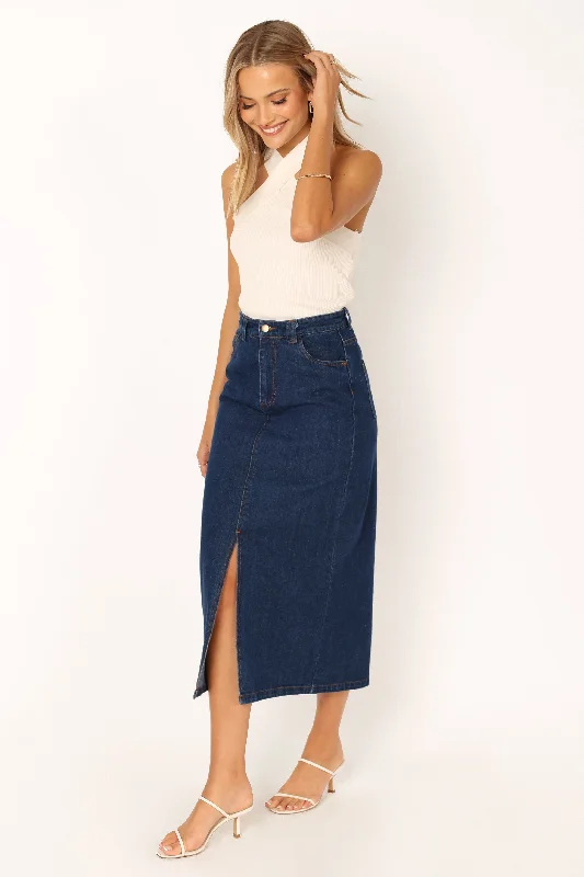 Rana Denim Midi Skirt - Dark Denim