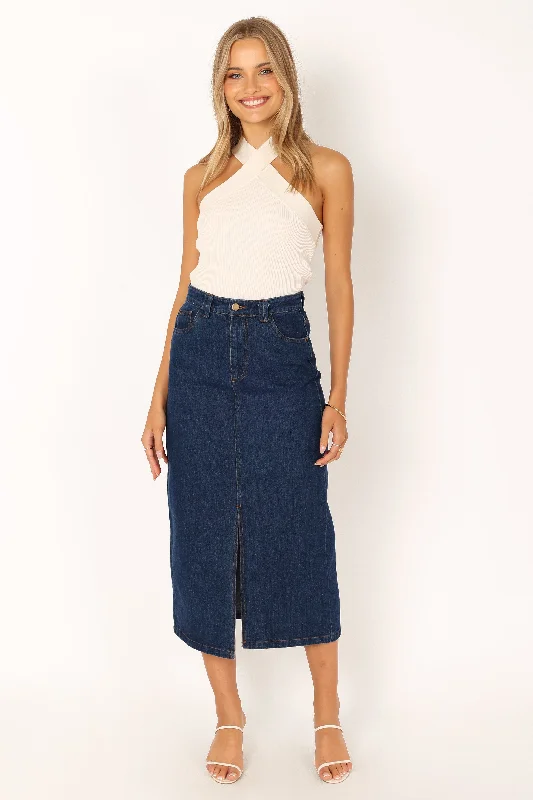 Rana Denim Midi Skirt - Dark Denim