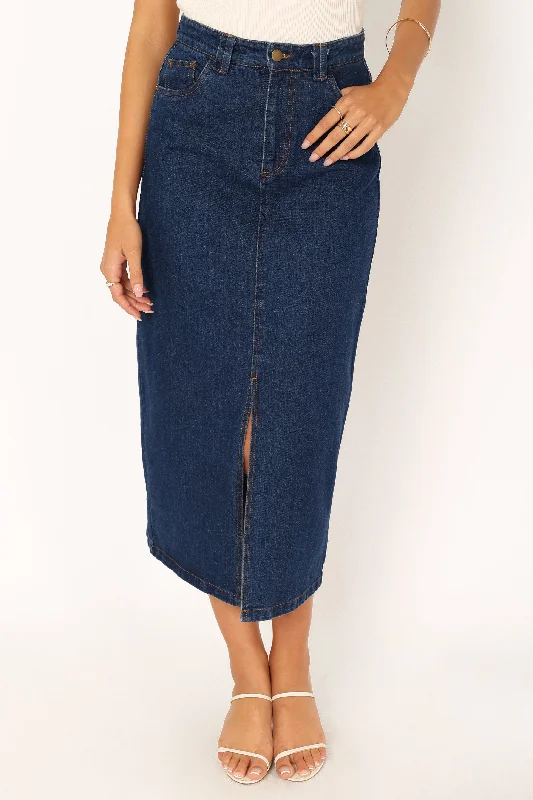 Rana Denim Midi Skirt - Dark Denim