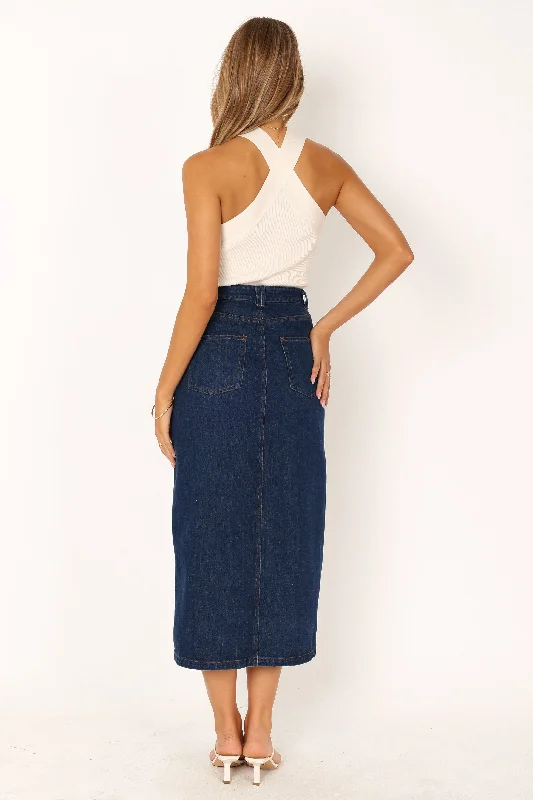 Rana Denim Midi Skirt - Dark Denim