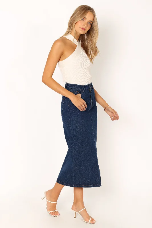 Rana Denim Midi Skirt - Dark Denim