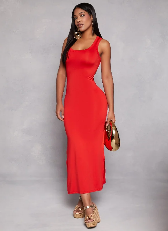 Solid Racerback Maxi Tank Dress