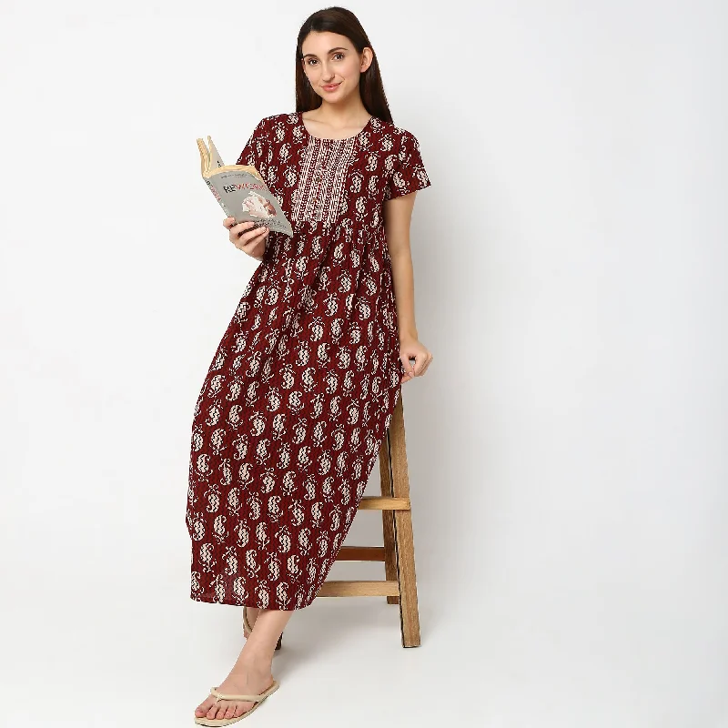 Regular Fit Printed Long Gown